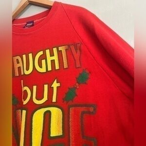 Vintage |  Naughty but Nice Festive Christmas Ugly Sweater crewneck red - 3XL